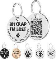 MYLUCKYTAG Stainless Steel QR Code Pet ID Tags Dog Tags - Pet Online Profile - S