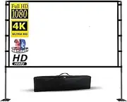 for Home Theater Cinema Indoor Outdoor Backyard Pa Projector Screen with Stand White Less Creases 84 100 120 Inch Foldable Iron Plate Double Bracket Screen with Carry Bag(60 inch)