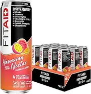 FITAID Post Workout Recovery Drink, Hawaiian Nectar, Passion Fruit, Orange & Guava, BCAAs, Glucosamine, Electrolytes, 40 Calories, 355ml (Pack of 12)