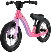 HONEY JOY 12-Inch Balance Bike, Magnesium Alloy Frame Toddler Bike w/Adjustable Seat, 360° Rotatable Handlebar & Pneumatic Rubber Tires, No Pedal Training Bicycle for 3+ Years Boys Girls