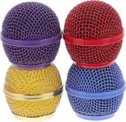 NULYLU 4pcs Microphone Grill Heads Replacement for Mic Mesh Covers Easy Installation Compatible Mic Parts for Cordless Microphones
