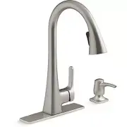 Maxton Vibrant Stainless Pull-Down Handle Kitchen Faucet W/ Soap Dispenser