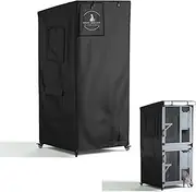 Outdoor Cat House Cover,Large Catio Cat Enclosures Dust Protection Cover, 600D Heavy Duty Rain Sheet with Visible Window, 100% Waterproof, 32" L x 32" W x 72" H-Black,Only Cover