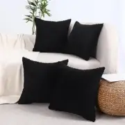Couch Decorative Throw Pillow Covers 18x18 Set of 18" x 18" (Pack of 4) Black