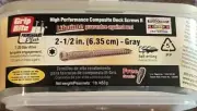 GripRite ~ 2-1/2" Composite Deck Screws ll, GRAY, T20, 1 lb. LN212CSG1, No Rust