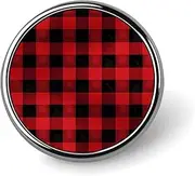 [FZMVSQH] Red Black Buffalo Check Plaid Pattern Printed Round Button Pin Badges Metal Pinback Buttons 1 Inch Pins for Hat Shirt Clothing Bags Decoration, Circular, Aluminum, Circular, Aluminum