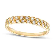 0.25 CT. T.W. Natural Diamond Marquise-Shaped Double Row Stackable Band in Solid 10K Yellow Gold
