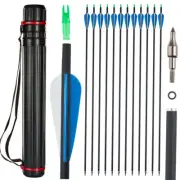 12pcs 30" Carbon Arrows Hunting Arrows & Quiver SET for Compound Recurve bow