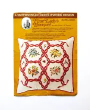 Smithsonian Museum Crewel Embroidery Kit First Lady's Bouquet Pillow Floral