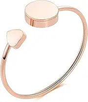 KETIME 316L Stainless Steel Round Box Cremation Jewelry for Ashes Memorial Urn Bangle for Women- Engravable