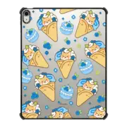 iPad Air 13-inch (M2/M3) iPad Impact Case Cute Shiba Inu Crepe with Blueberry Ice Cream & Blue Macaron - Kawaii Dog Cartoon Puppy with Fruit & Sweet Food