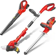 TOPEX 20V Cordless Blower Hedge Trimmer and Grass Trimmer Combo Kit w/Battery