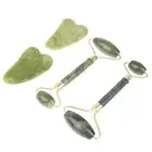 Natural Jade Massage Roller + Guasha Board SPA Scraper Stone Facial Massager rf
