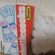 NOS Vintage 1975 Straco Shuttlecocks Badminton Imitation Feather Set of 6
