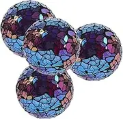 4pcs Mosaic Glass Sphere Orbs Decorative Balls for Table Centerpieces Vases and Bowls for Home Crafts Festive Decor