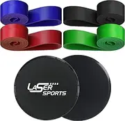 Exercise Sliders & Set of 4 Resistance Loop Bands - Ideal for Workouts Injury Prevention and Rehabilitation