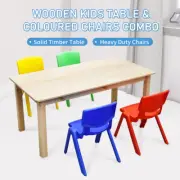 120x60cm Kids Children Playing Nursing Study Desk Wooden Table & 4 Mixed Chairs