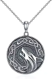 Wolf Necklace 925 Sterling Silver Viking Wolf Necklace Celtic Knot Wolf Pendant