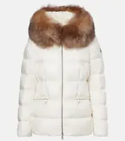 [Moncler] Moncler Boed shearling-trimmed down jacket UK 18 white