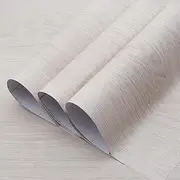 [TOTIO] Off-White Wood Grain Contact Paper Oak Textured Peel and Stick Wallpaper Roll 16x354in Air Guide Slot Design Matte Thickened Self-Adhesive Waterproof Furniture Sticker Vinyl Decorative Film