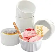 Set of 6 Porcelain Ramekins - Classic Design for Baking Creme Brulee, Souffle, Sauce, Dressing & Dip Ramekins - Oven Safe & Easy To Clean (8, Ounces)
