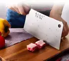 Cleaver Knife Slice Stainless Steel Wooden Handle Chef Hole Blade Waves Pattern