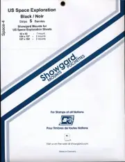 Showgard Stamp Mount Set US Space Exploration Sheets - BLACK - Pack of 5 PRECUT