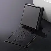 Square 118x118mm Floor Drain with Tile Insert Grate, 304 Stainless Steel Bathroom Shower Floor Waste Drain(Matt Black)