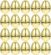 Baluue 20pcs Golden Easter Eggs, 2.36 Metallic Easter Eggs, Plastic Empty Eggs, Refillable for Easter Themed Hunt Activities, Goodie Basket Prize