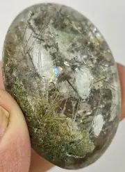 188Ct Natural Untreated Rutile Chlorine Quartz Cabachon from Pakistan