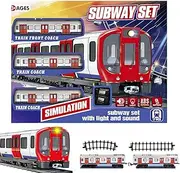 Toddler Train Set,Educational Electric Train | Educational Electric Retro Subway Playset with Light and Sound for Kids Aged 4-10 Years Old