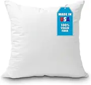 [Foamily] Throw Pillow Insert 20 x 20 inch Hypoallergenic 100% Virgin Fiber Bed, Sofa, Couch Decorative Indoor Pillows Made in USA