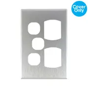 Connected Switchgear GEO Vertical Double Powerpoint + Extra Switch Brushed Silver Aluminium Cover