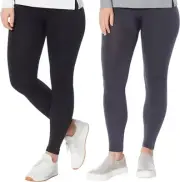 HUE 2Pc Fleece Lined Leggings BLACK CHARCOAL M/L NEW (308)