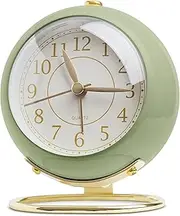 SHISEDECO Small Table Clocks, Classic Non-Ticking Tabletop Alarm Clock with Backlight, Battery Operated Desk Astronaut Clock with HD Glass for Living Room Bedroom Bedside Indoor Decor (Green)