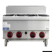 GasMax Benchtop Natural Gas 4 Burner Cooktop W/ Splashback - Commercial Gas ...