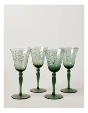 [Heritage] Aster Wine Glass Set of 4 in Green