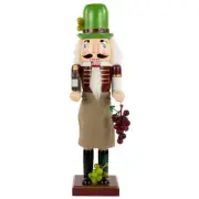 Nutcracker Factory 14" Wooden Vintner Christmas Nutcracker with Wine and Grapes