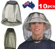 10Pcs Mosquito Insect Head Net Mesh Protector HAT Fly Bee Bug Outdoor Camping AU