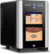 [LBMED] USB Temperature Control Humidor Cabinet, 8L Cigar Moisturizing Cabinet with Cedar Wood Shelf, 100 Pieces Capacity, 1° Precise Temperature Control and Humidity 50-80%, 360° Circulation, for Bar