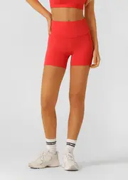 [Lorna Jane] Lotus No Chafe Phone Pocket 12cm Bike Shorts in Red, Size - Small S Ginger