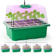 5-Pack Seed Starter Tray Kit with LED Grow Light & Humidity Dome for Indoor