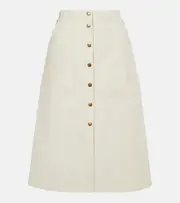 [Moncler] Moncler Cotton-blend twill midi skirt UK 14 white