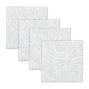 4pc Rayell Ceramic Printed Coasters Leaf Love Grey