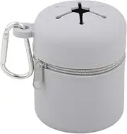 ＫＬＫＣＭＳ Silicone Fly Fishing Box Bin Waste Container Dust Box Zippered Portable Container Storage Organizer for Outdoor Activities, gray