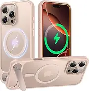 TAURI for iPhone 16 Pro Max Case 6.9" with Adjustable Stash Stand, Compatible with MagSafe, Translucent Matte Back, Military-Grade Protection, Shockproof Kickstand Magnetic Phone Cover - Desert