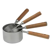 4pc Ecology Provisions Stainless Steel Measuring Cups Set Wooden Handle