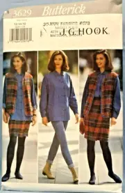 BUTTERICK PATTERN 3629 VEST SHIRT SKIRT MISSES SIZES 12-16 UNCUT VINTAGE 1994 FF