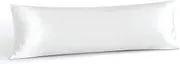 Satin Silk Body Pillow Pillowcase for Women and Men, Premium and Silky Black Long Body Pillow Case Cover with Envelope Closure (White)