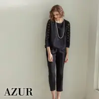 在飛比找momo購物網優惠-【AZUR】立體剪裁修身長褲